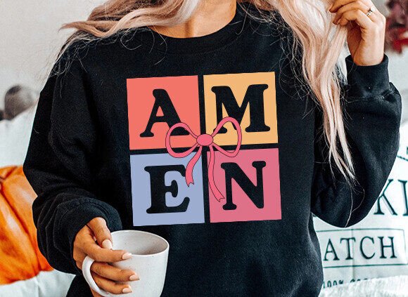 Amen Coquette Bow Christian Graphics for T-Shirt Designs