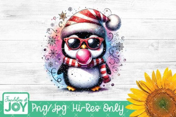 Christmas Penguin Sublimation Graphics for T-Shirts