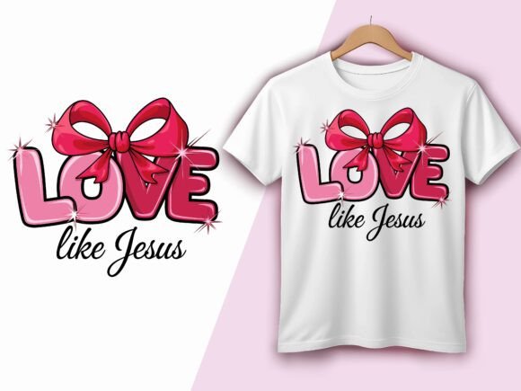 Love Like Jesus Pink Bow Sparkle Vector: Graphics for T-Shirt Designs