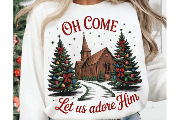 Oh Come Let Us Adore Him PNG: Christian Graphics for T-Shirt Designs